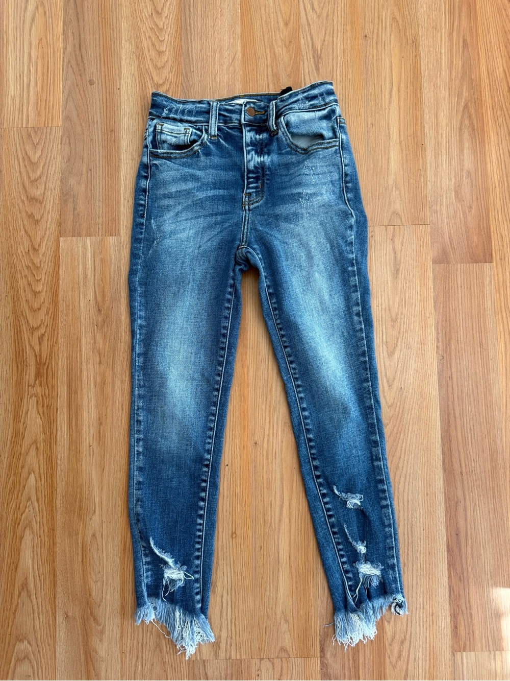 Girls size 14 Kancan skinny jeans raw hem